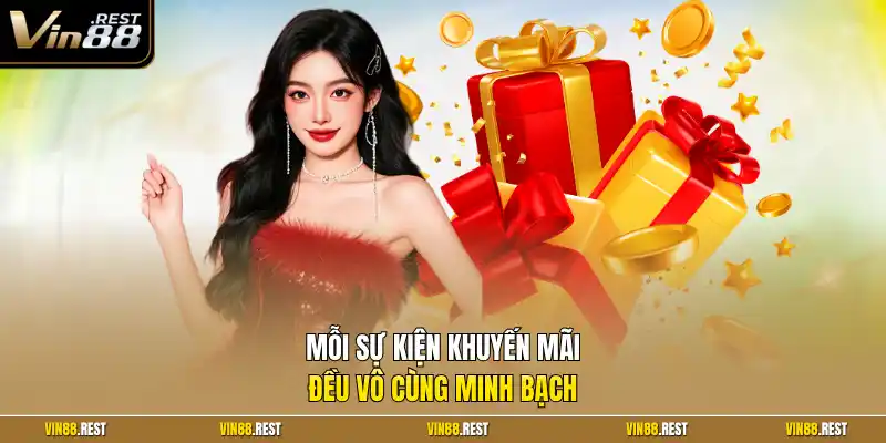 Mỗi sự kiện khuyến mãi tại Vin88 đều vô cùng minh bạch